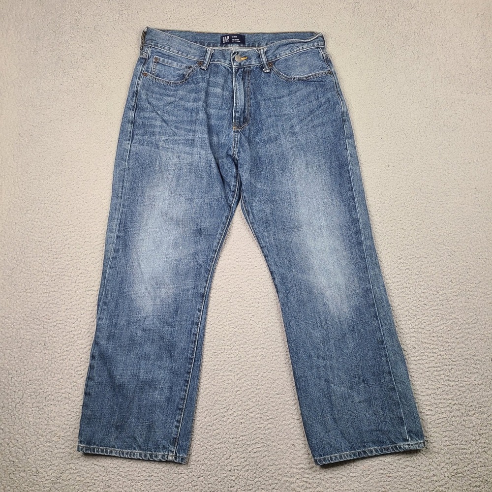 Gap Denim Relaxed Fit Jeans Mens‎ 33x28 Medium Wash Blue Cotton Straight Leg
